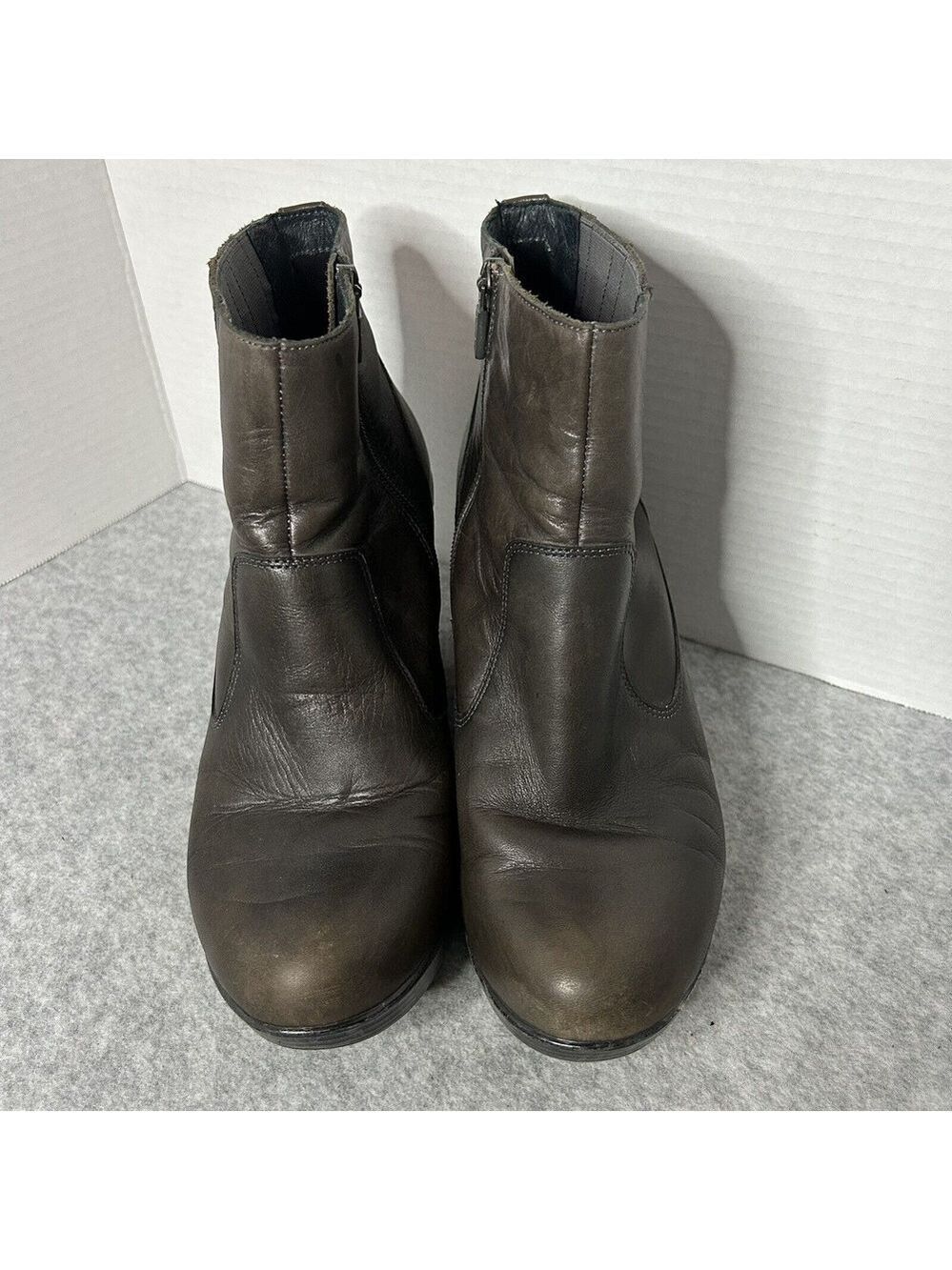 Dansko Women Leather Ankle Boot With Wooden Heel Zip Closure Sz 8.5US 40UK